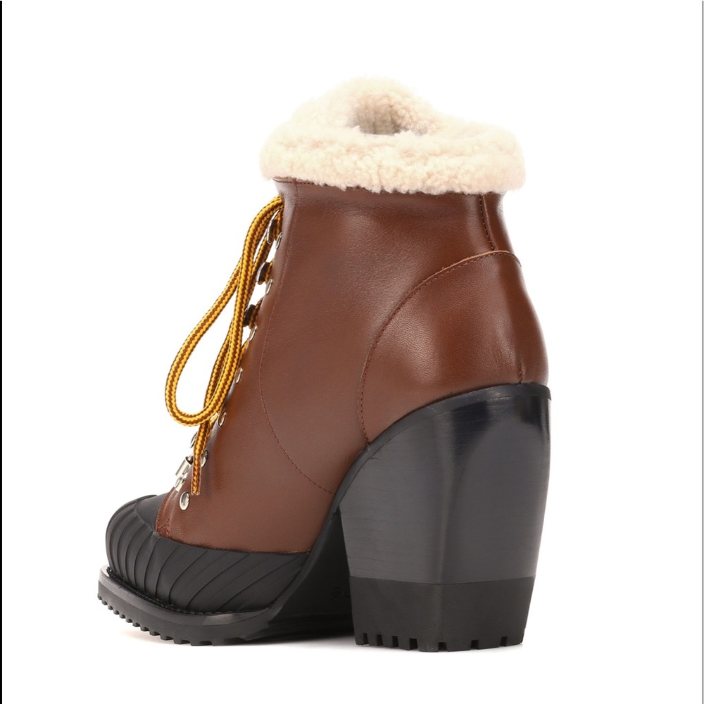CHLOE Rylee Lace-Up Leather Ankle Boots Size 38 - Picture 11 of 13